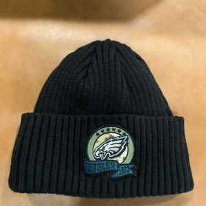 NFL Phila Eagles Black Eagles Ribbed Beanie